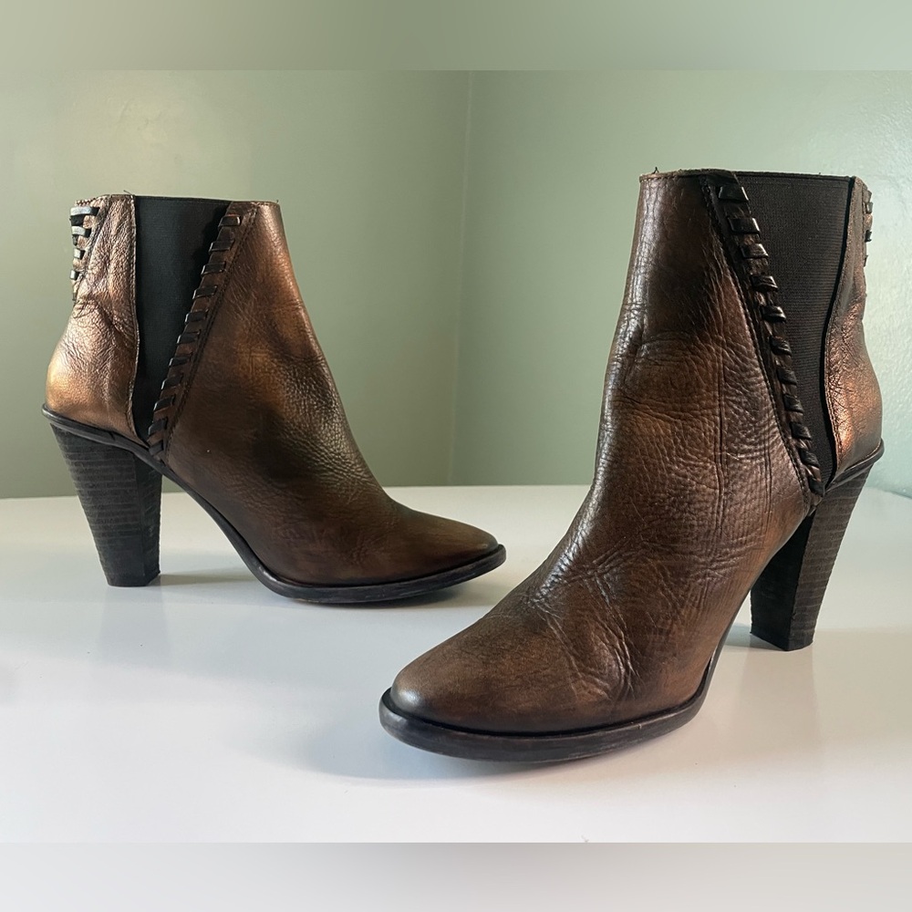 Matisse Cooper Brown Black Leather Upper Ankle Boots Winter Booties Sz 9